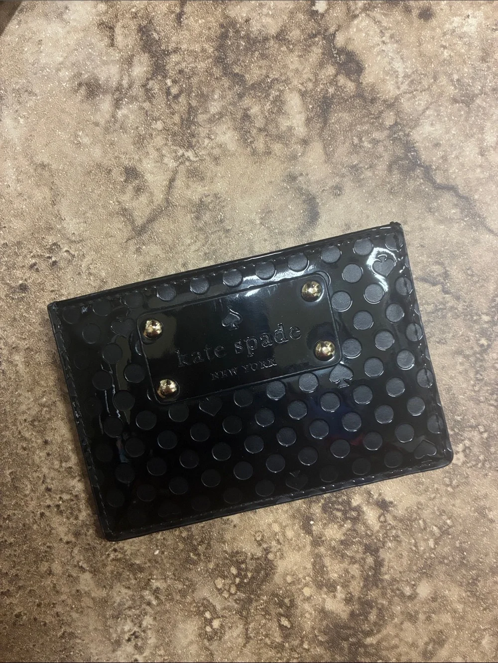 kate spade White and Black Patent Tote with Brown Handles